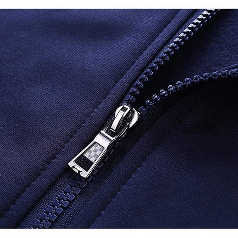 Мужской спортивный костюм с капюшоном на молнии, обычная флисовая ребристая толстовка для джоггеров из смеси хлопка