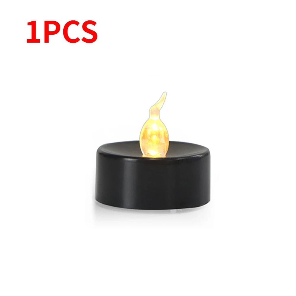 12/1PCS LED Electronic Candles Black Flameless Battery Operated Candle Lamps Halloween Xmas Wedding Party Decoration Lighting