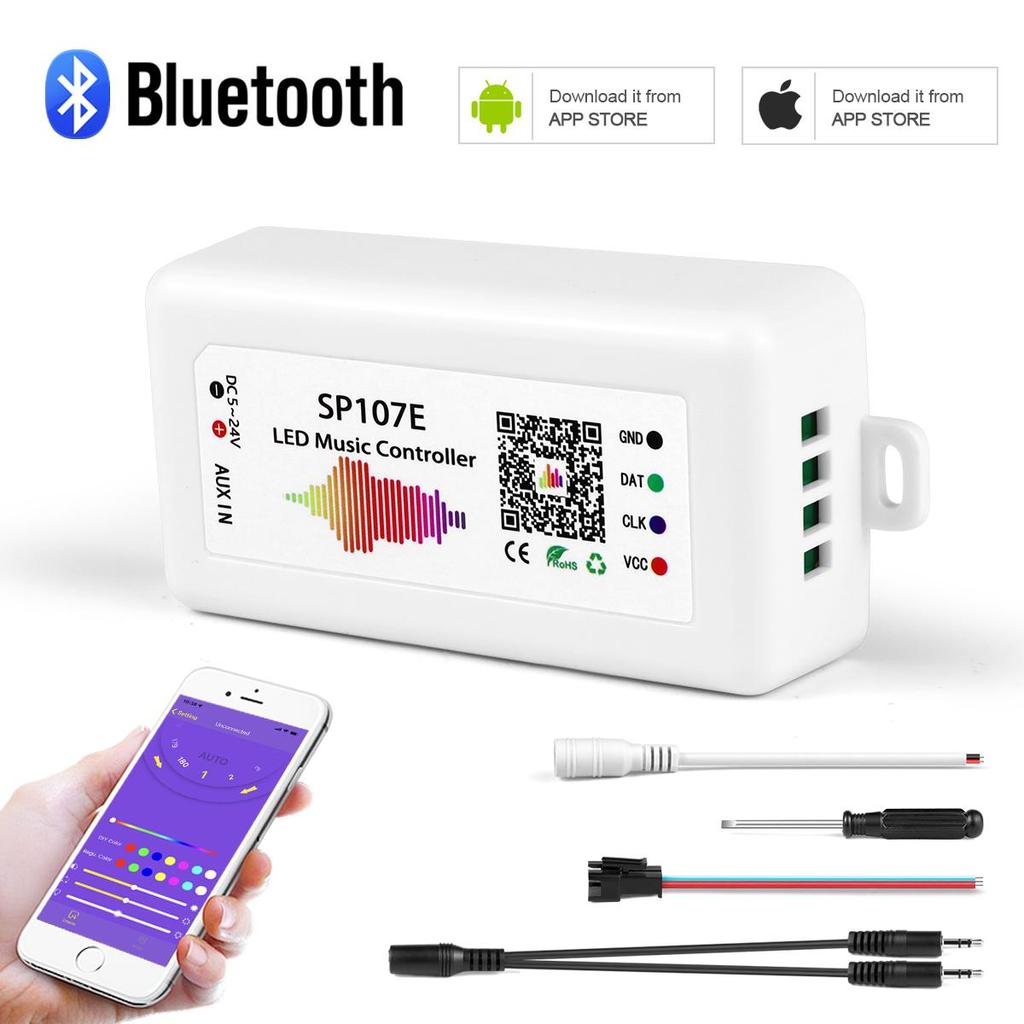 SP107E Контроллер светодиодной RGBIC ленты 5 В-24 В SPI Pixels IC WS2812B WS2811 SK6812 Адресное интеллектуальное приложение Bluetooth Управление музыкой