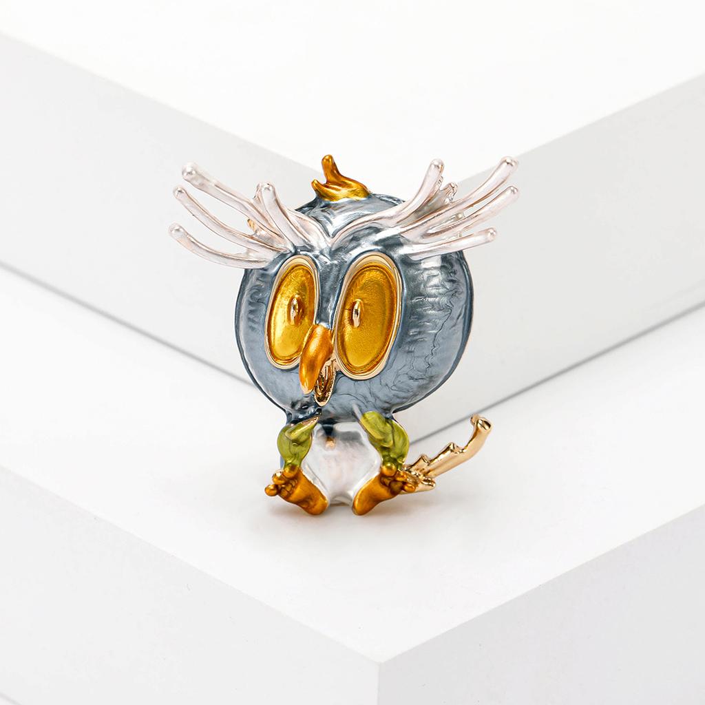 Брошь в виде совы из ветровой стали с рисунком из мультфильма, высококачественный женский корсаж