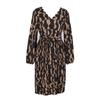 Autumn Winter Women Long Sleeve Print Elegant V-neck Casual A-Line Knee-Length High Waist Dress