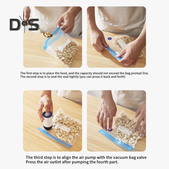 Mini Vacuum Sealer Machine Good Sealing Moisture-Proof 2-in-1 Extraction Inflation Rechargeable Kitchen Gadget for Meat Fish Vegetables Fruits