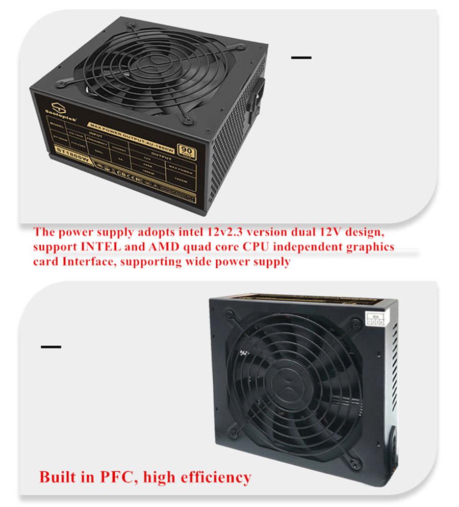 Блок питания ATX 1800 Вт для майнинга ETH Bitcoin, для ПК, майнинг-рига, поддержка 6 видеокарт, 6P портов, GPU, 4U, однополярный