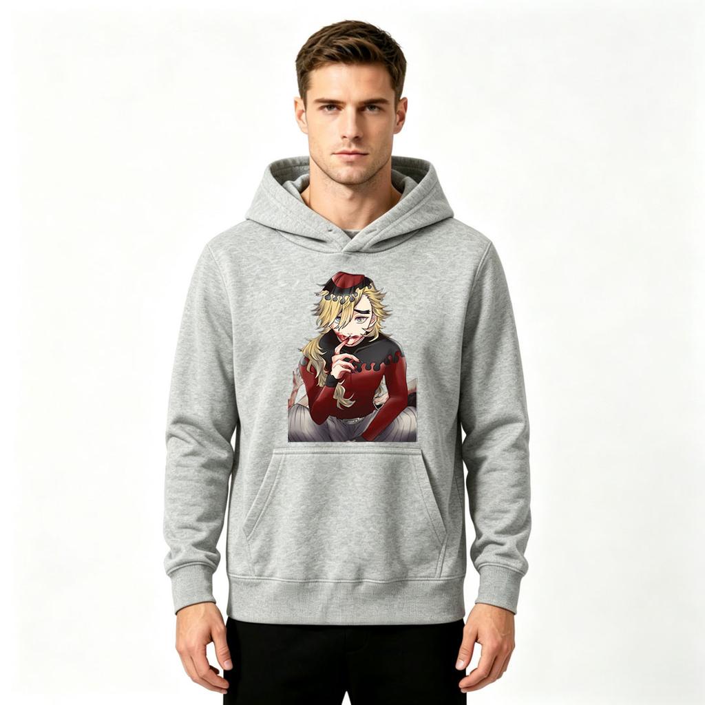 Men's Printed Pullover Hoodie Anime Demon Character Casual Long Sleeve Sweatshirt
