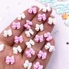 100pcs Resin White Pink Bowknot Nail Art Flat Back Rhinestone Scrapbook DIY Christmas Appliques Decor Jewelry Accessories Crafts