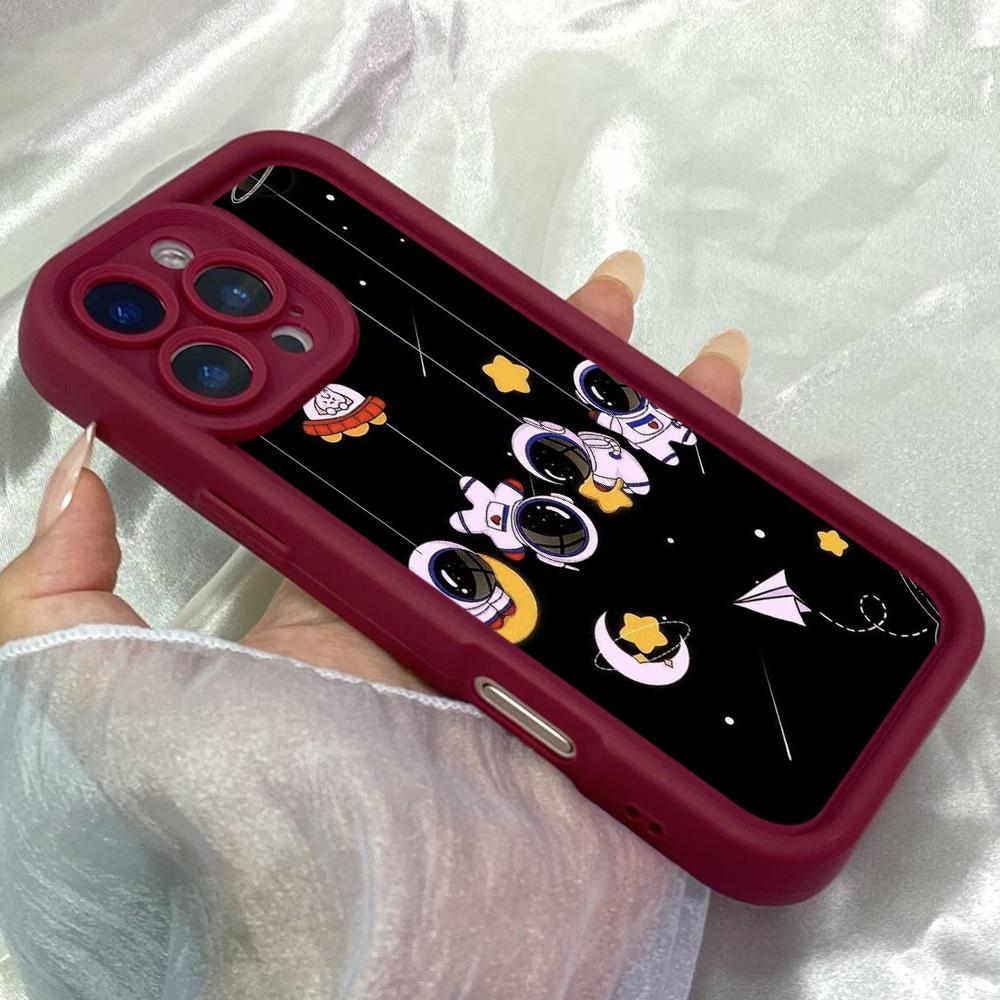 JT236 Исследуем Вселенную с милым мультяшным астронавтом для iPhone 17 16 Pro Max Samsung S26 Ultra A17 A16 A07 A56 Xiaomi 15T Redmi 15c Мягкий чехол