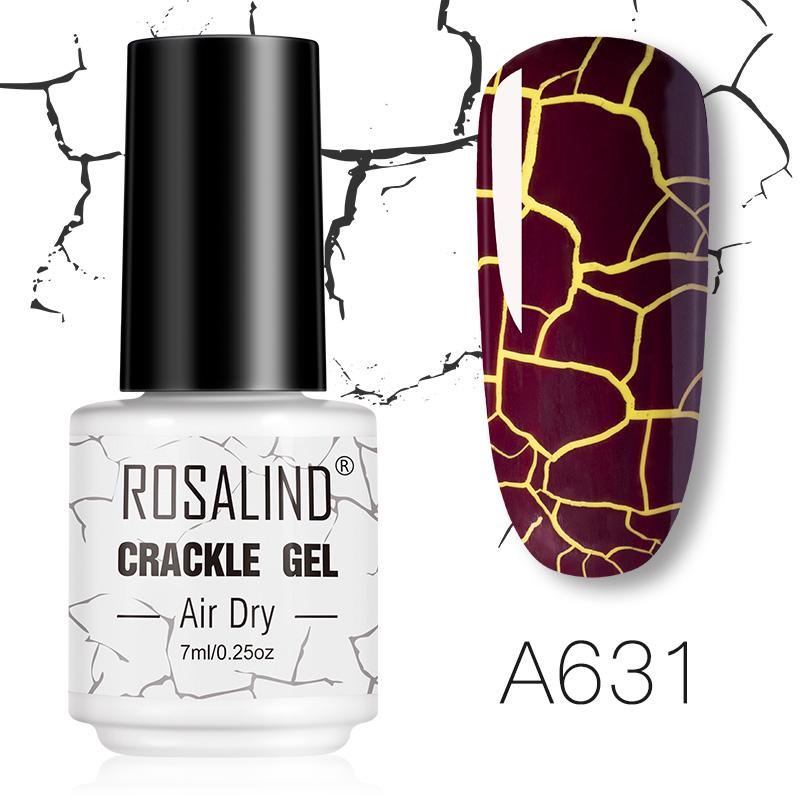 ROSALIND 12 Colors Cracked Nail Gel Varnish Hybrid Crackle Manicure Acrylic Art UV Gel Semi Permanent with Base Top Coat