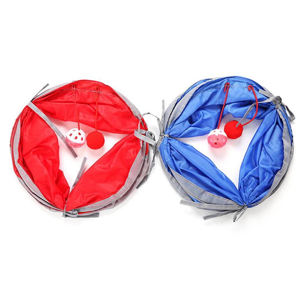 Pet Cat Kitten Tunnel Tube Toy Hide Playing Foldable House Hanging Ball Bell