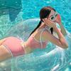 ins Japanese and Korean girls swimsuit female split high waist small fresh solid color student vacation swimsuit