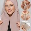 Breathable Chiffon Hijab with Magnetic Buckle Solid Color Islamic Turban  For Muslim Women