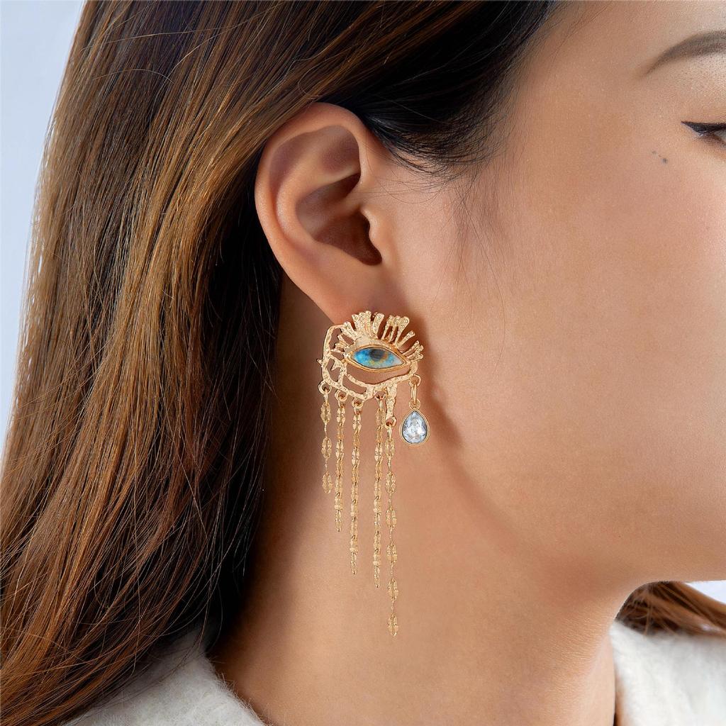 Women Vintage Eyes of Demon Earring Ring Exaggerated Trendy Earrings Style Girls Delicate Tassels Jewelry