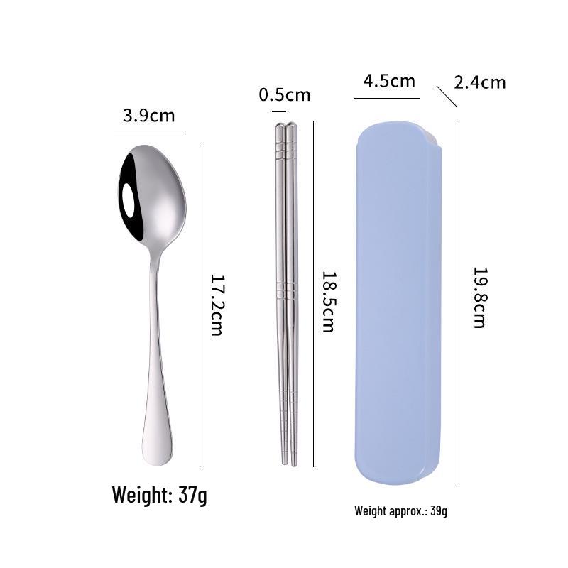 Stainless Steel 3-Piece Portable Cutlery Set with Box - Ideal Student/Child Gift