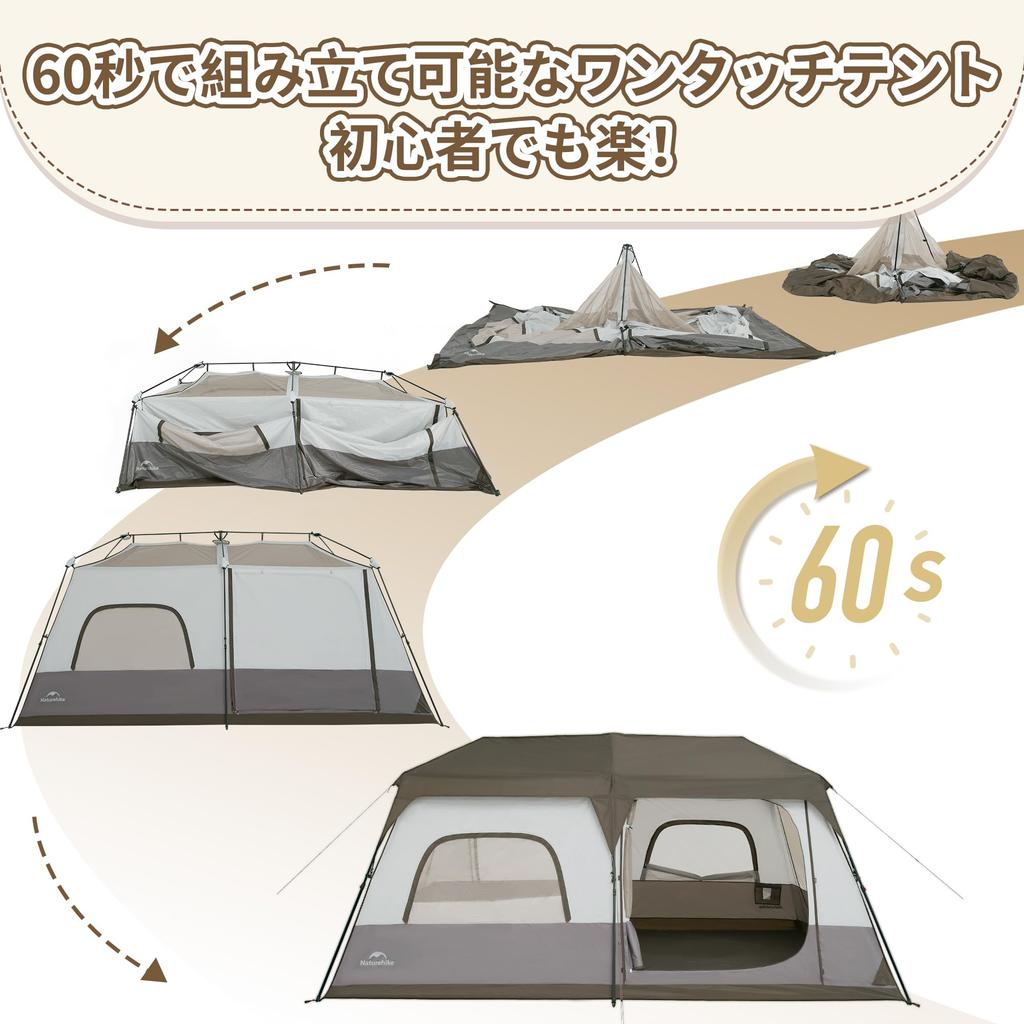 Naturehike Официальная палатка Большая для 2-8 человек Парковая палатка типа домик для кемпинга Легко устанавливается с проекционным экраном Отдельно стоящая двухслойная Водяная
