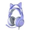 Наушники Cat Ear с шумоподавлением, съемные наушники, игровая гарнитура с микрофоном, ушами, полностью закрывающие чашки, полноразмерные (фиолетовый)