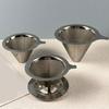 1 Set Coffee Funnel Filter Stainless Steel Coffee Dripper Heat-resistant Reusable Cone Filter for Home Kitchen
