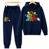 Creative Character Actions Print Kids Pullovers Pants 2-piece Set Street Casual Fashion Hoodies Vintage Boy's Girl Clothes