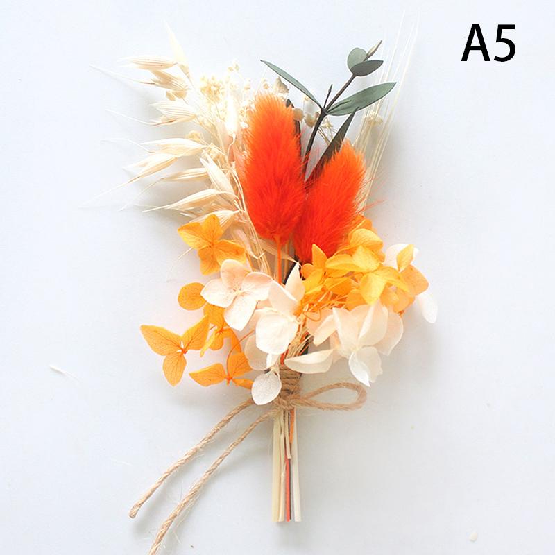 1Pc Mini Natural Dry Flowers Bouquet Boutonnieres Groomsmen Buttonholes Bridesmaid Flower Corsage Brooch Christmas Wedding Decor