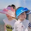 Summer Children's Hat with Fan Sun Hat Men and Women Sun Hat Cartoon Cute Sun Protection Big Hat Empty Top Hat