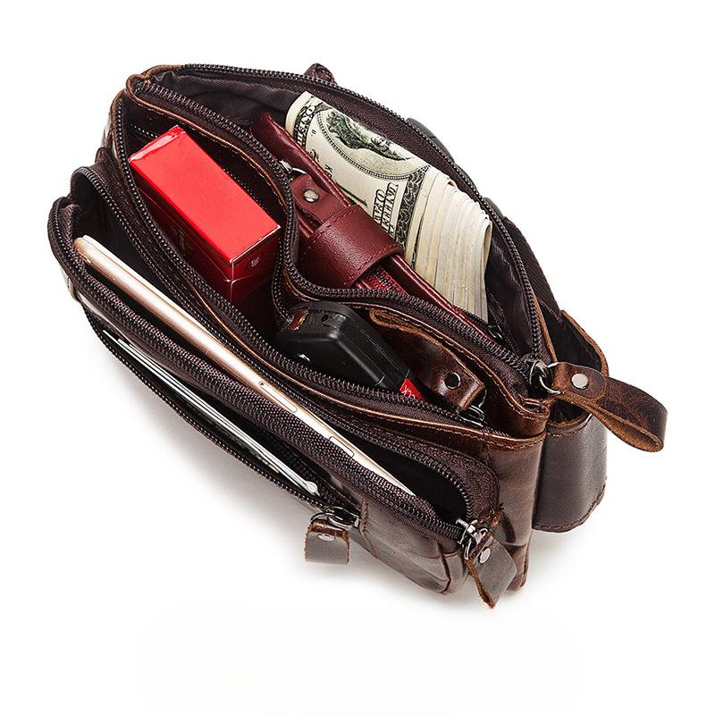 Кожаная мужская поясная сумка из коровьей кожи, многофункциональная нагрудная сумка в стиле ретро с плечевым ремнем