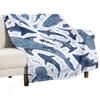 Монохромный синий акварельный акула океан на белом Плед Теплое Одеяло Красивые Одеяла Для Диванов Одеяла