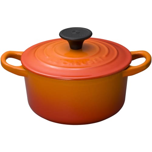 Le Creuset Cast Iron Enamel Cocotte Ronde Pot, 14 Cm, Orange, Gas, Induction, and Oven Compatible [Official Japanese Product]