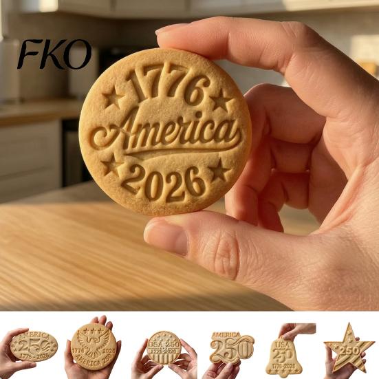 Special Occasion Decorative Piece 250th Anniversary Cookies Ornament with 3D Deep Embossed Texture, 1776-2026 Commemorative Decorations, Ideal