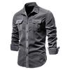 Men's Casual Slim-Fit Corduroy Shirt - Long-Sleeve, Cotton, Autumn Collection