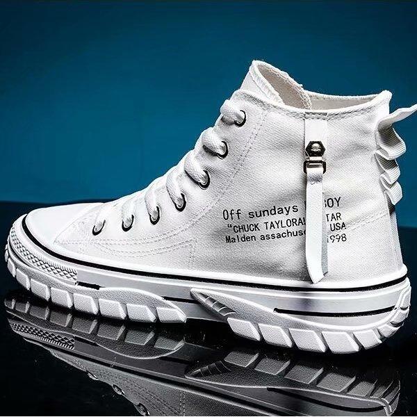 Trending High-top Canvas Shoes Men's Casual Cool Fashion Street Style Shoes Hip Hop Sneakers for Teens