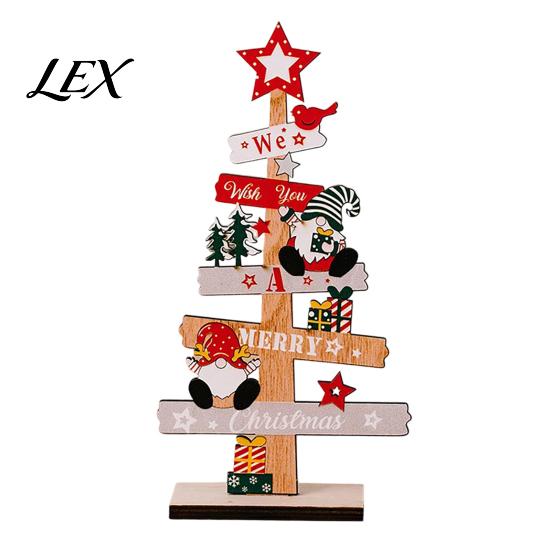 Creative Christmas Tree Decorations Ornament, Wooden Letter Sign Decorative Charming Xmas Tabletop Ornaments Compact Stable Party Supplies for Holiday