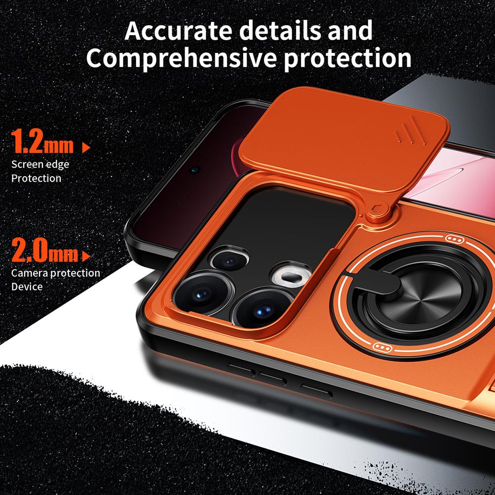 KEYSION Магнитный чехол для телефона OPPO Reno13 Pro 5G Reno13 F 5G Защита камеры со сдвижной крышкой Вертикальная подставка Кольцо Ударопрочный чехол