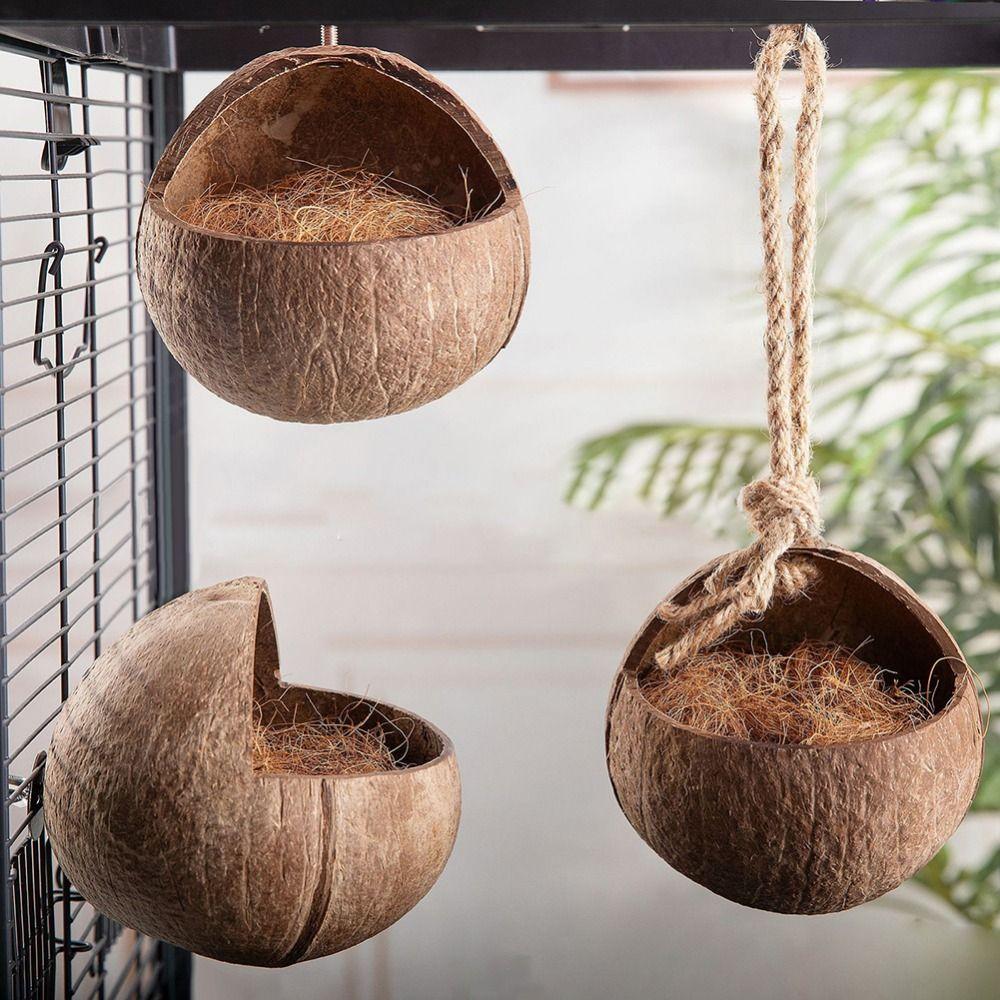 Craft Coconut Shell Bird House Handmade Birdhouse Cage Habitats Hanging Bird Nest Bird Supplies