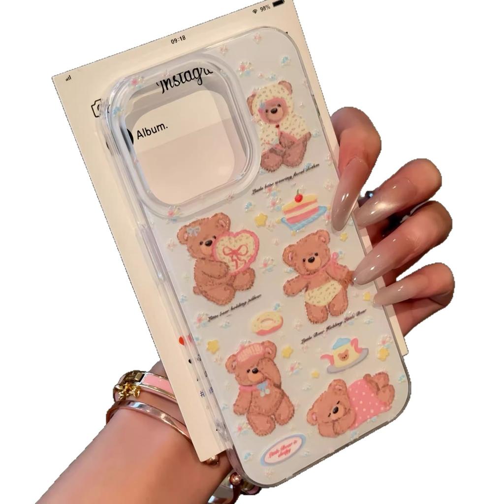 Однослойный Мишка для заботы для iPhone16pomax для Apple 15pr Чехол для мобильного телефона 14 Новый стиль 13 Мультяшный 12