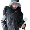 Women Winter Scarf Solid Color Lightweight Soft Warm Scarf with Tassel Trim Cold Weather Imitation Cashmere Scarf