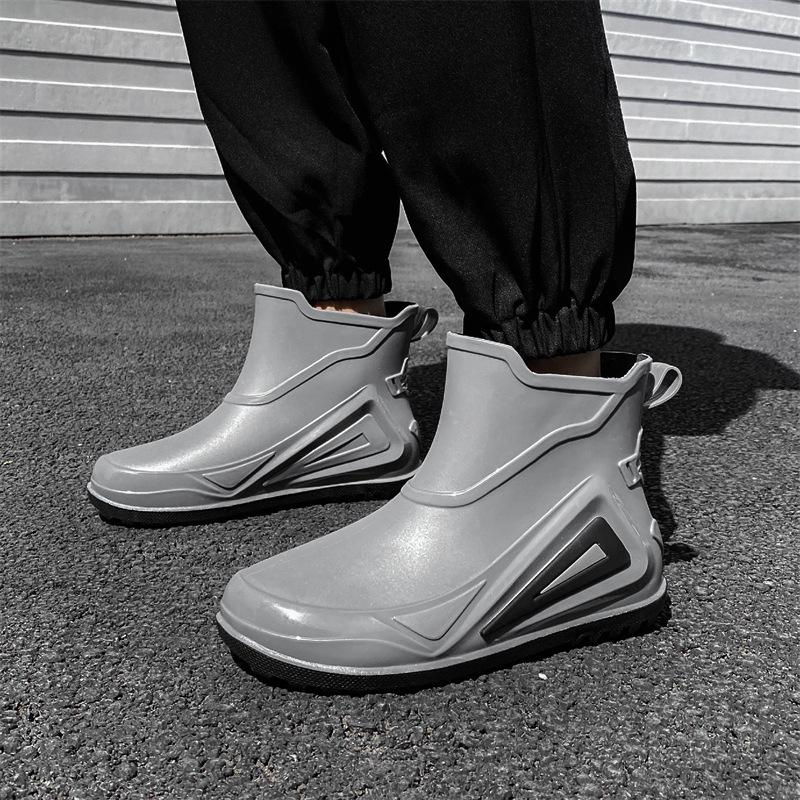 Men's Waterproof Non-Slip Ankle Rain Boots for Outdoor, Fishing, Car Wash, and Kitchen Work