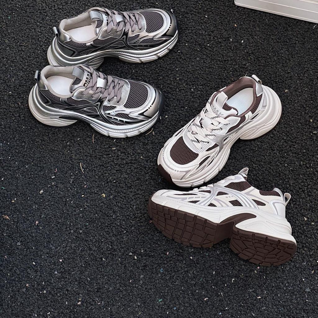 Suction Film Sole Dad Shoes Women's 2025 Spring and Summer New Thick Sole Heightening Retro Sports Shoes Women's Casual Versatile Shoes Children