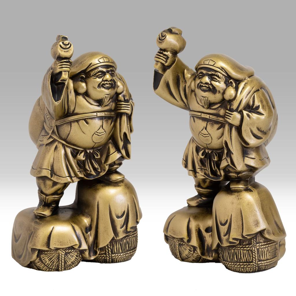 Seven Lucky Gods of Good Luck Daikokuten Silky Gold Buddhist Hideun Makita Buddha Statue Ornament Takaoka Copperware Sculptor Prototype_Kobiki