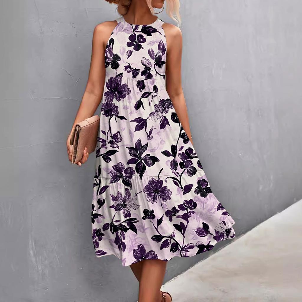 Женские летние платья без рукавов с принтом ко Дню святого Валентина, свободные, повседневные, с висячим вырезом, пляжные платья