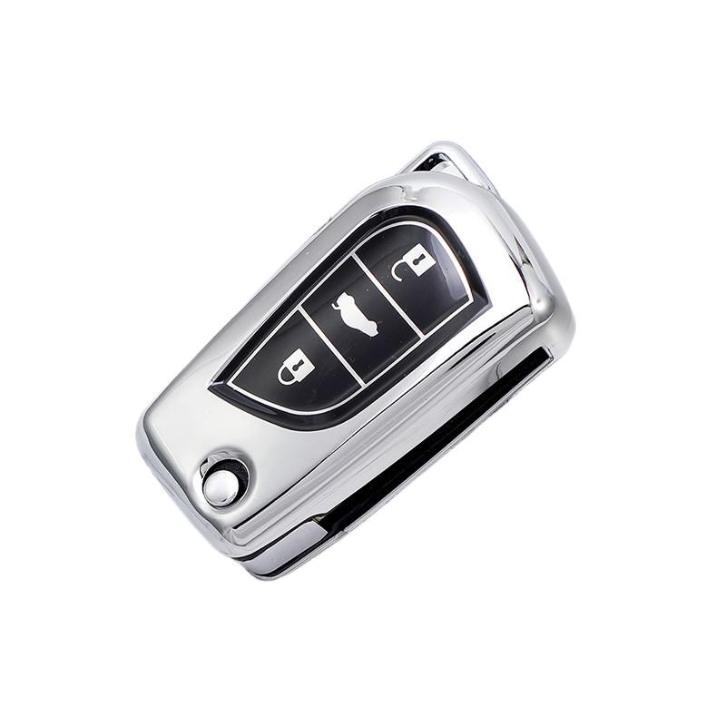 Soft TPU Car Key Case Full Cover For Toyota Highlander RAV4 Izoa CHR Levin Camry Corolla Reiz 3 Button Fold Key Protection Shell