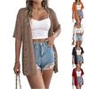 Women's Fashion Jacket Solid Color Short Sleeve Knitted Cardigan Holiday Sunscreen Shirt