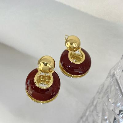 Серьги-гвоздики из серебра 925 пробы с эмалевым покрытием и иглами, легкие роскошные серьги-гвоздики в стиле ретро премиум-класса, позолоченные медью 18-каратного золота