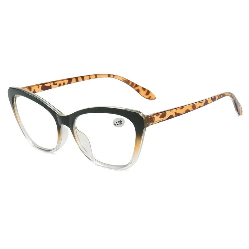 Элегантные очки для чтения «кошачий глаз» для женщин, шикарная оправа в стиле колор-блок, прозрачные линзы, модные для работы за компьютером, пресбиопия от 0 до 4.0