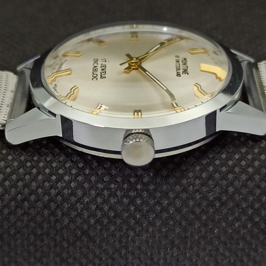ВОССТАНОВЛЕННЫЕ МУЖСКИЕ ШВЕЙЦАРСКИЕ ЧАСЫ MONTINE 17 JEWELS INCABLOC WINDING a285416-12