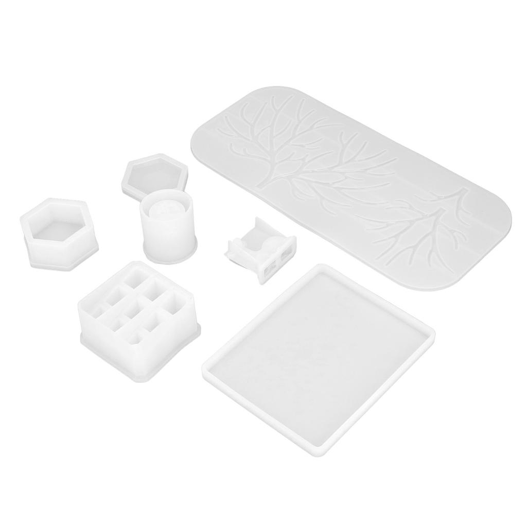 7PCS DIY Crystal Epoxy Resin Molds Deer Shaped Makeup Jewelry Display Tray Silicone Mould