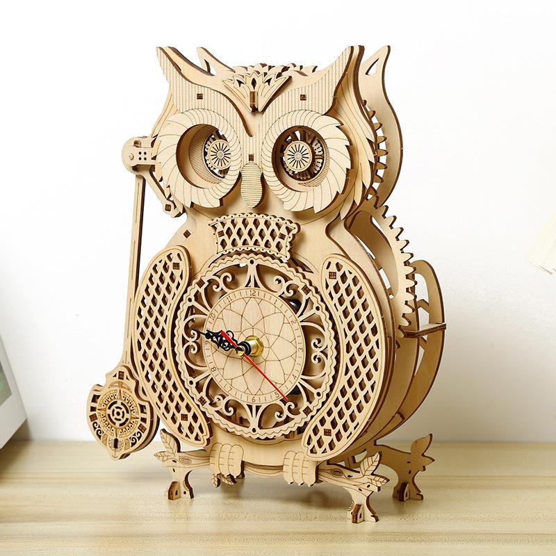 Cross-border New 3D Three-dimensional Puzzle Wooden Toys Educational Assembled Toys DIY Creative Owl Pendulum