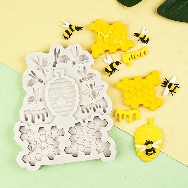 Силиконовая форма Honeybee Honeycomb 3D Beehive Bee Fondant для украшения торта, шоколадные инструменты, кухонные принадлежности для детского душа, дня рождения