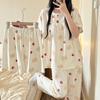 Three-Piece Pajamas Homewear Female Summer Cartoon Sweet Homewear Can Be Worn Outside the Suit Leisure Pajamas Homewear