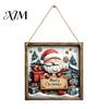 Indoor Holiday Party Decor Christmas Wooden Hanging Sign, Gnome Snowman Angel Candle 2D Wood Plaque, Winter Home Ornaments Vintage Xmas Wall