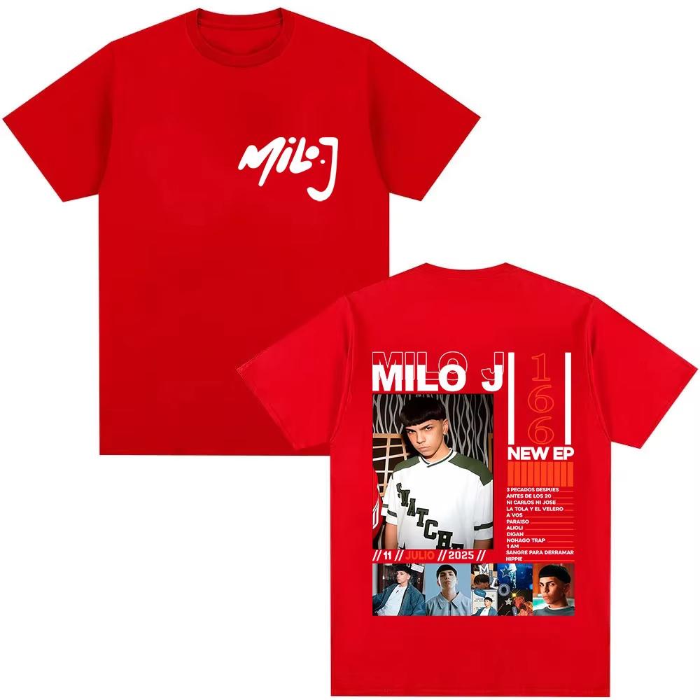 Rapper Milo J 166 Tour 2026 Album T Shi6rts Men Retro High Quality Short Sleeve Tshirts Oversized Tee Cotton TShirt Streetwear