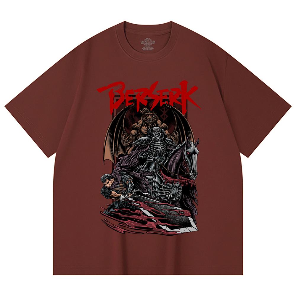 230 Gsm 100% Cotton Berserk V4 Skull Knight Print Unisex Heavy Cotton T Shirt