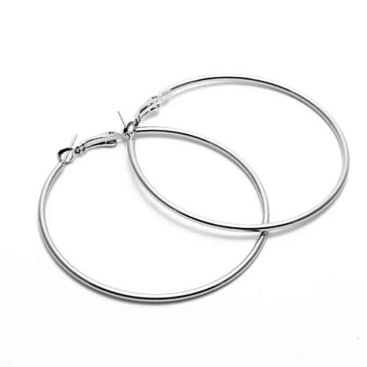 Серьги-кольца большого размера из серебряной иглы S925 - Японский и корейский стиль, Модные и универсальные, Вдохновленные знаменитостями.